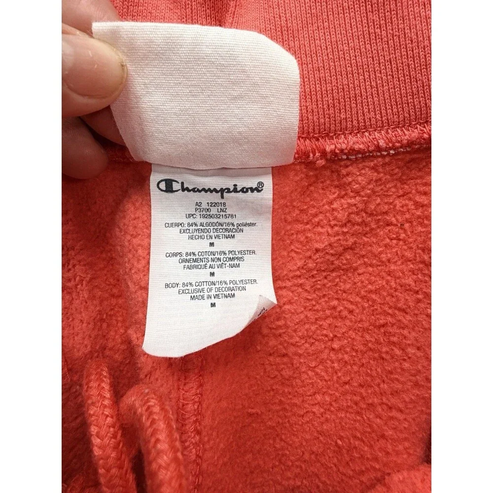 Champion Reverse Weave Giant Script Jogger Pants Orange White Size M